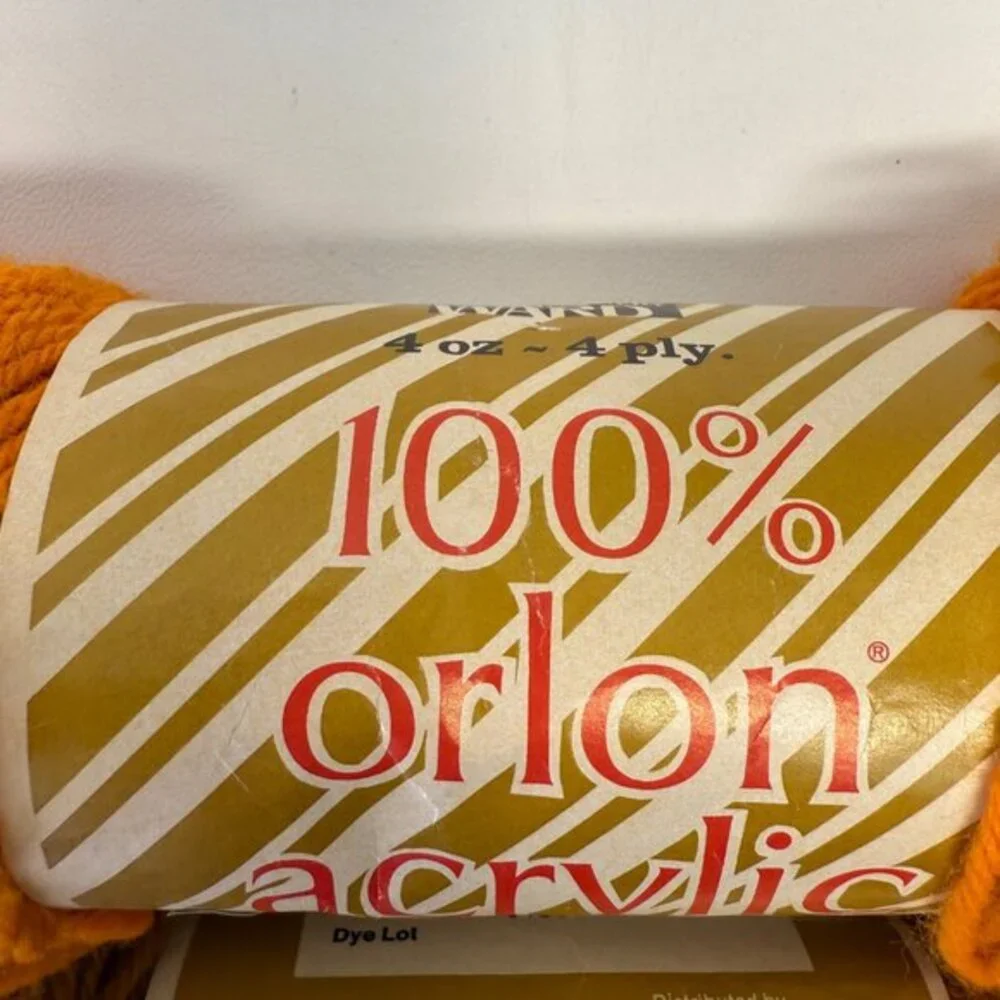 Montgomery Ward Orlon Acrylic Yarn 4-Ply Orange 54,‎ Gold 49, Med Yellow 44